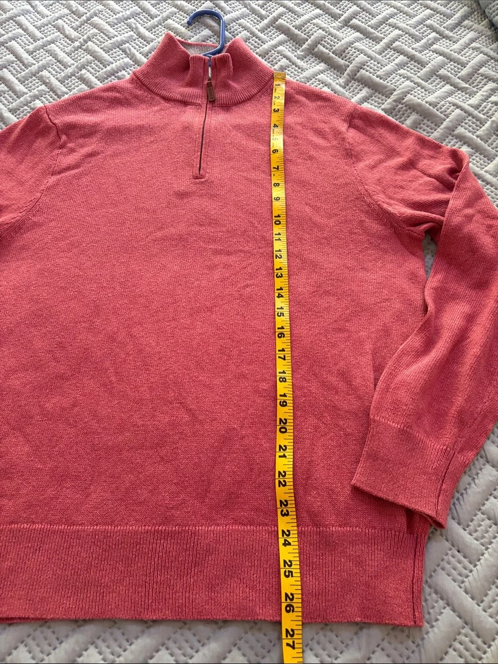 J. Crew Men’s Half-Zip lightweight Sweater in Coral Light Red